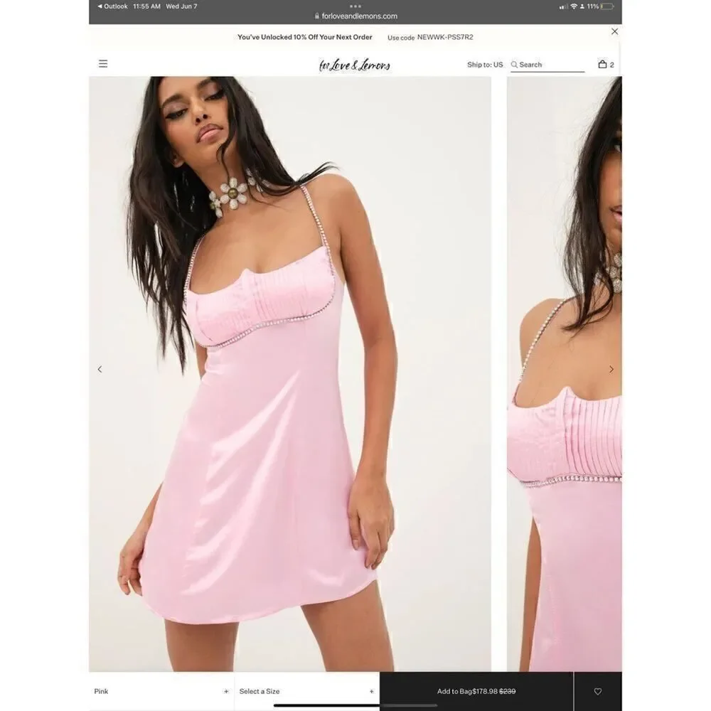 For love and lemons and Elora pink satin dress